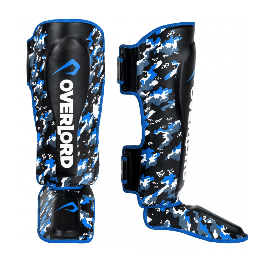 ochraniacze na piszczele overlord niebieskie x-kick mma muay thai kickboxing S M L XL