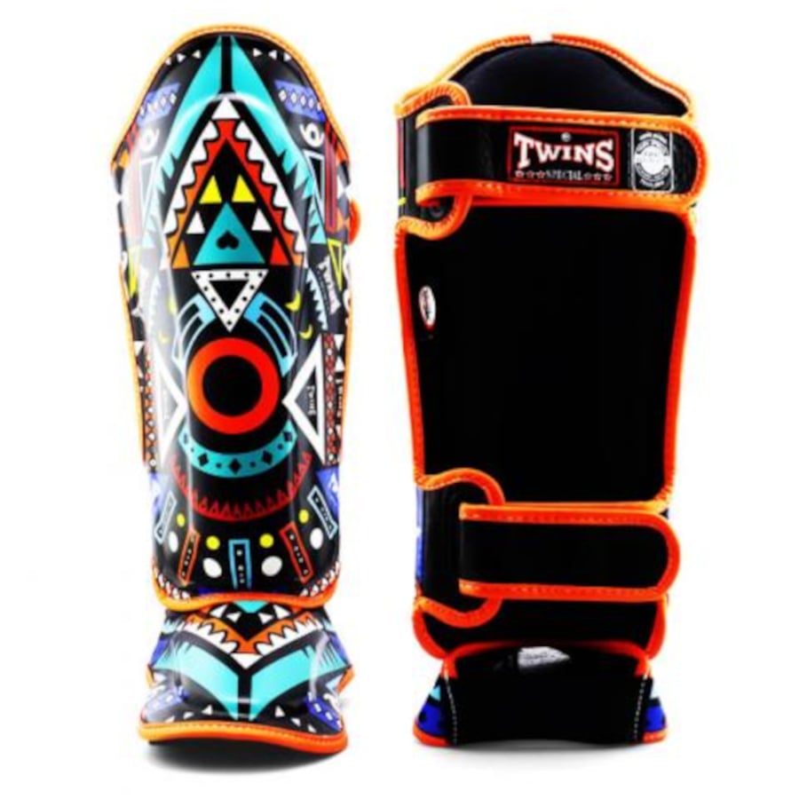 ochraniacze-na-piszczele-mma-muay-thai-kickboxing-twins-special-aztec-l-xl ochraniacze na piszczele twins special aztec niebieskie mma muay thai kickboxing S M L XL