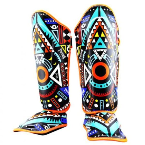ochraniacze na piszczele twins special aztec niebieskie mma muay thai kickboxing S M L XL