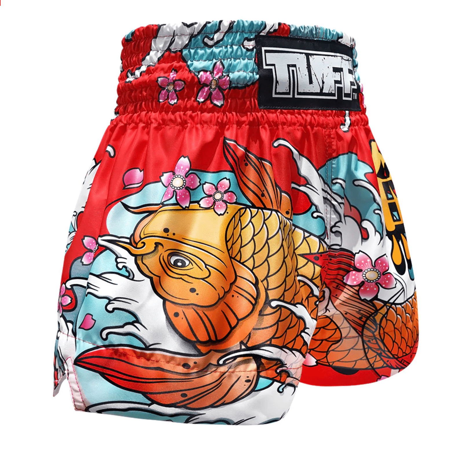 spodenki-treningowe-muay-thai-czerwone-kickboxing-mma-tuff-koi-fish-xl spodenki treningowe tuff tajlandia muay thai kickboxing mma S M L XL