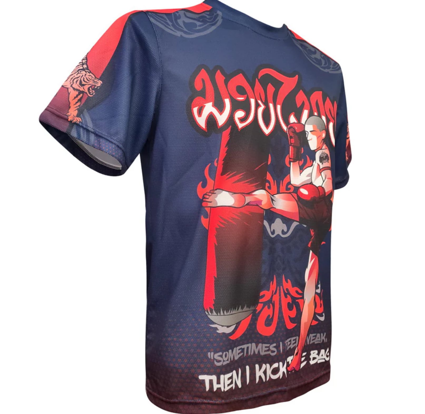 koszulka-treningowa-muay-thai-granatowa-czerwona-kickboxing-mma-kicking-bag-l