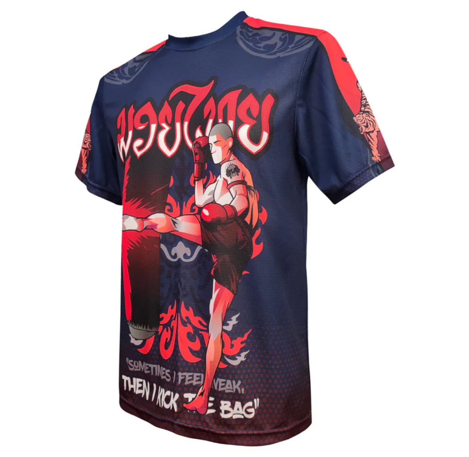 koszulka-treningowa-muay-thai-granatowa-czerwona-kickboxing-mma-kicking-bag-m