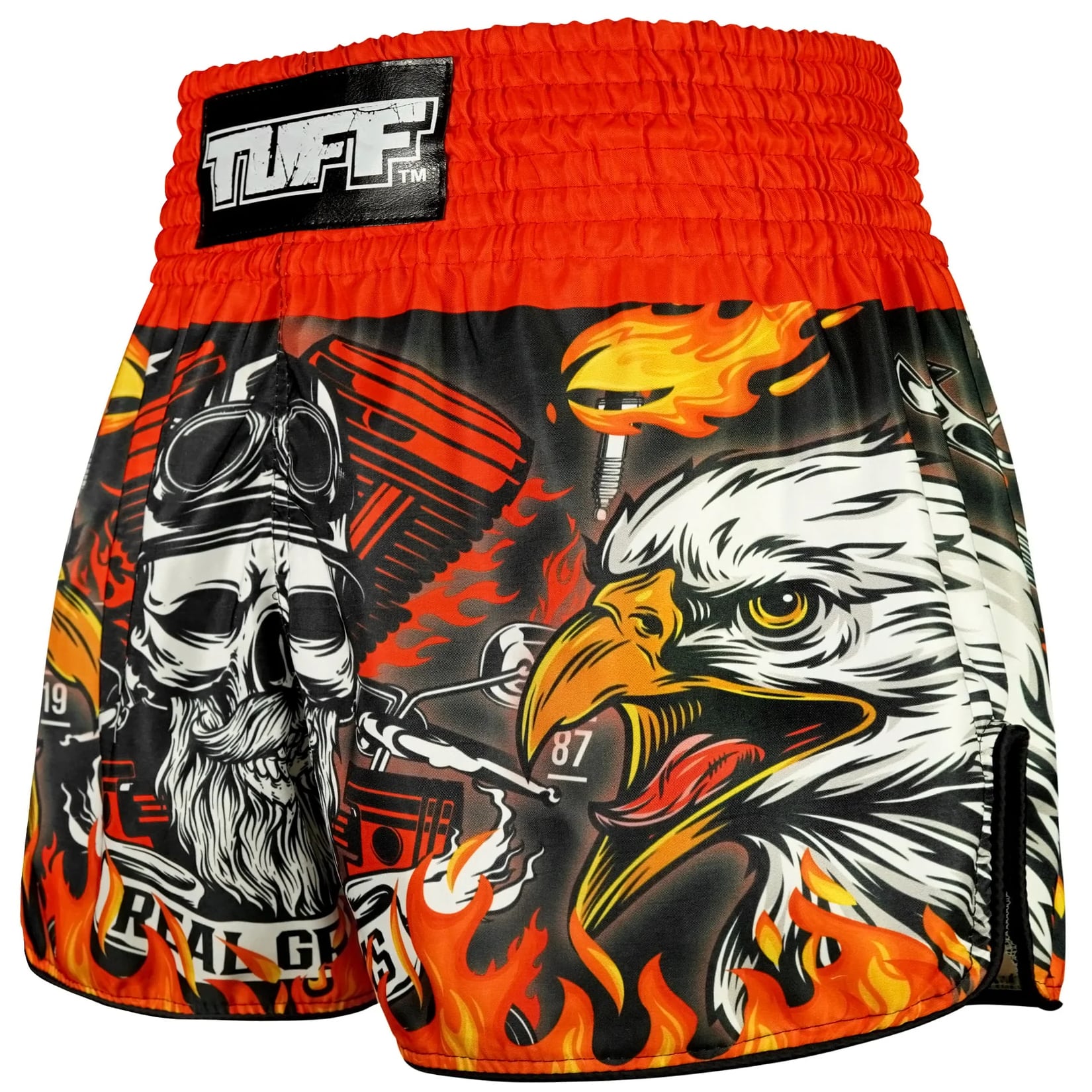 spodenki-treningowe-muay-thai-czarne-czerwone-kickboxing-mma-tuff-graybeard-and-the-eagle-m