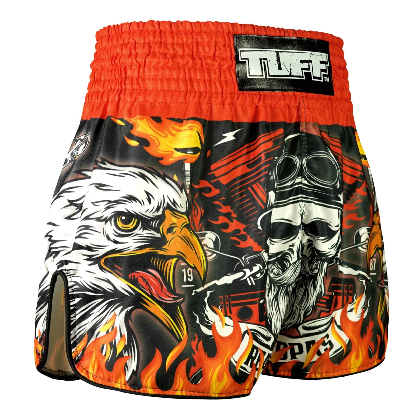 spodenki-treningowe-muay-thai-czarne-czerwone-kickboxing-mma-tuff-graybeard-and-the-eagle-xl