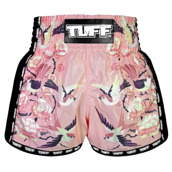 Spodenki treningowe TUFF Pink Birds and Roses – Muay Thai