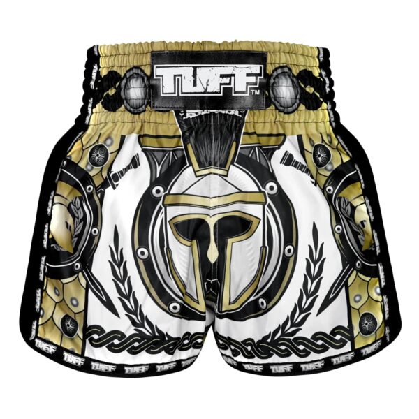 Spodenki treningowe TUFF Golden Gladiator in White – Muay Thai