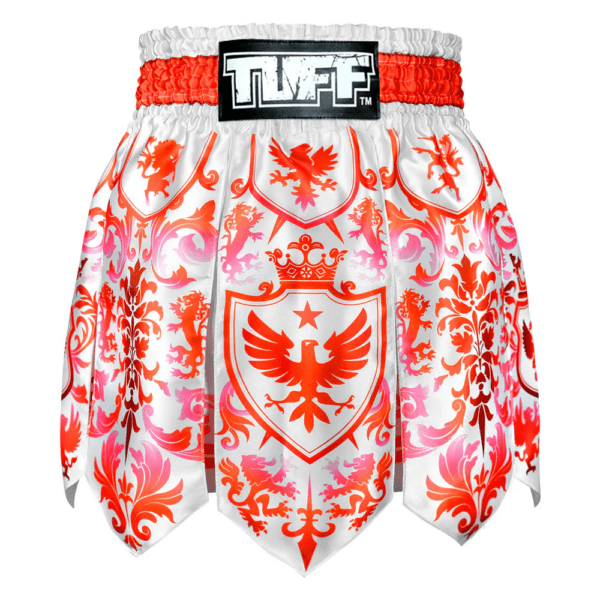 Spodenki treningowe TUFF Gladiator Red & White Classic Victorian Pattern – Muay Thai