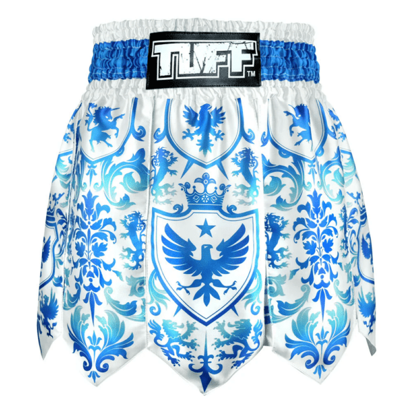 Spodenki treningowe TUFF Gladiator Blue & White Classic Victorian Pattern – Muay Thai