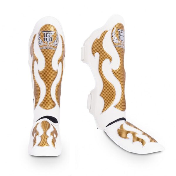 Top King Ochraniacze na Piszczele ze skóry naturalnej TKSGEM-01 Białe/Złote