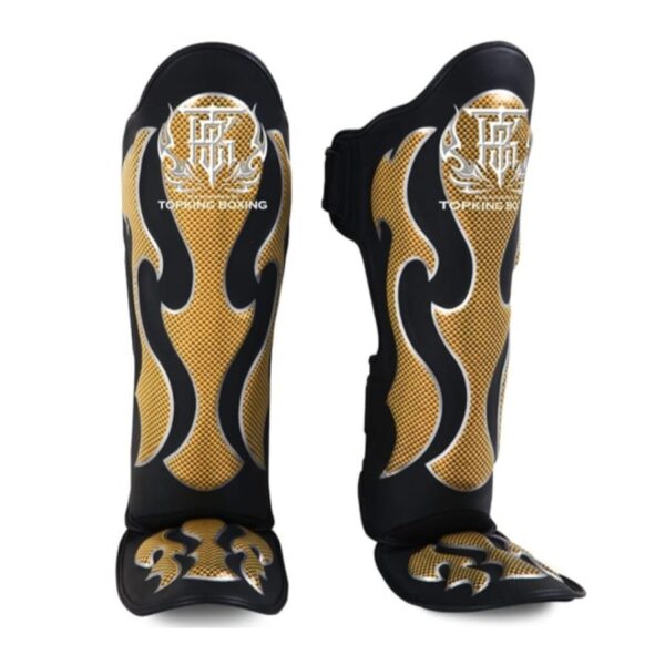 Top King Ochraniacze na Piszczele ze skóry naturalnej TKSGEM-01 Czarne/Złote