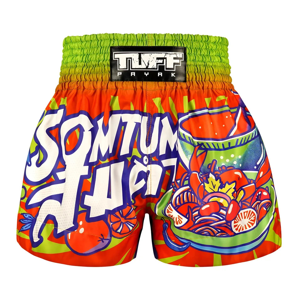 spodenki-treningowe-muay-thai-kickboxing-mma-tuff-czerwone-zielone-som-tum-smash-s